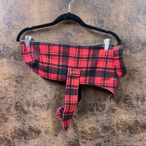 Bailey & Bella Red Black Plaid Dog Pet Jacket Velcro Closure. Faux Leather